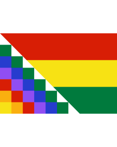 Bandera: Diseño de posible bandera propuesta por Evo Morales para Bolivia