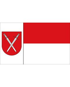 Fahne: Flagge: Beschreibung der Flagge  Der Stadt ist ferner mit Urkunde des Regierungspräsidenten in Arnsberg vom 18.02.1977 das Recht zur Führung einer Flagge verliehen worden