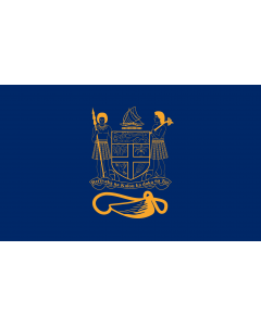 Bandiera: Presidential Standard of Fiji | Standard of the President of Fiji bearing the full Coat of Arms of Fiji and a traditional Knot and Whale s tooth in Golden-Yellow