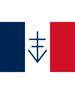Bandera de  Free Republic of Vercors | Free Republic of Vercors  June-July 1944  - the design depicted the French Republic tricolour featuring an emblem consisting of the cross of Lorraine surmonted by the letter  V | République Libre du Vercors -  juin-j