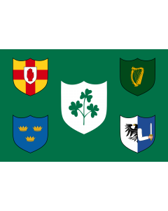 Fahne: Flagge: IRFU | IRFU flag first made public in 1925, comprised of the traditional four provinces of Ireland shields and other older elements