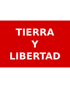 Bandiera: Partido Liberal Mexicano | Roja con el lema  Tierra y Libertad  en letras blancas usada por los guerrilleros del Partido Liberal Mexicano durante la Revolución Mexicana